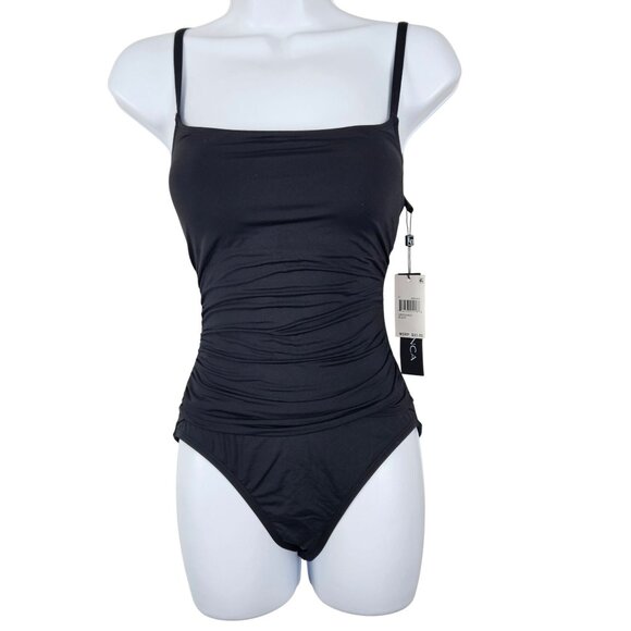 La Blanca Womens Island Goddess One-Piece Swimsuit Black Size 4 UPF+50 Elegant - Picture 2 of 10